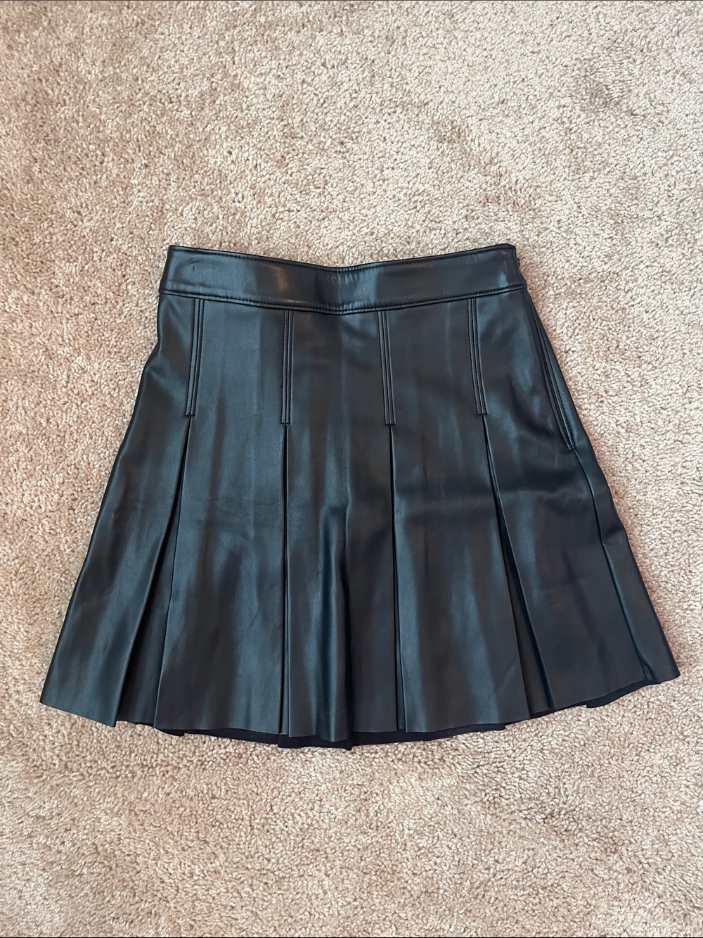 Hollister Faux Leather Pleated Ultra High Rise Skirt